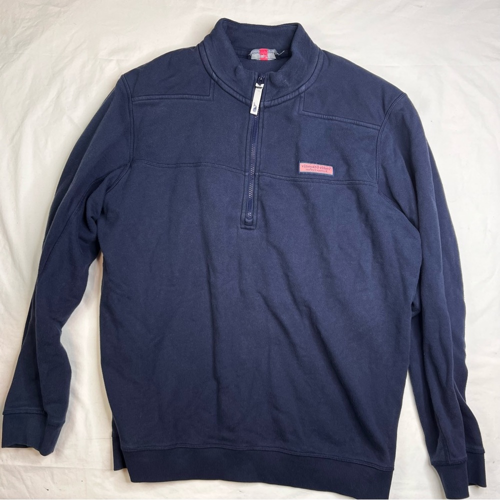 Vineyard Vines By Shep & Ian Cotton Blend Men's Sz L Blue 1/4 Zip Sweater 030424